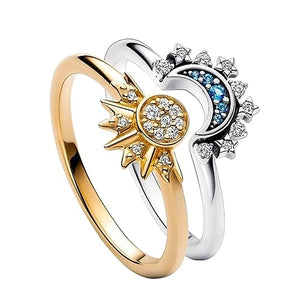 Celestial Sun and Moon Ring Set